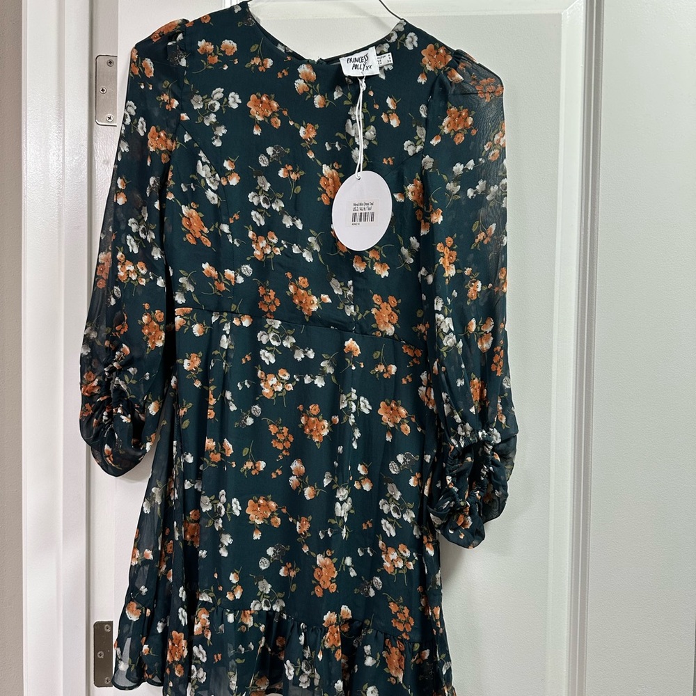 Princess Polly Meral Teal Floral Mini Dress
